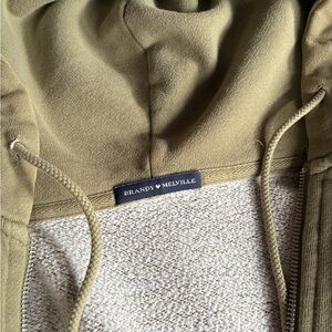 Brandy melville olive green zip up hoodie, one size
